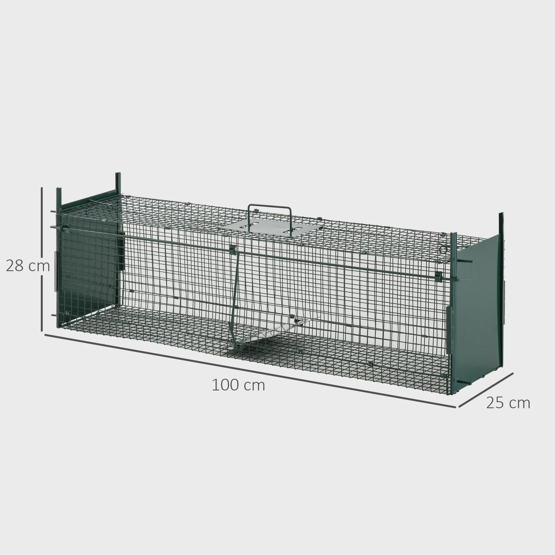 Pawut trap live Cage catch x 25x28 cm wedge trap for Marten Rats Mouse-2 entries + handle-metal Green
