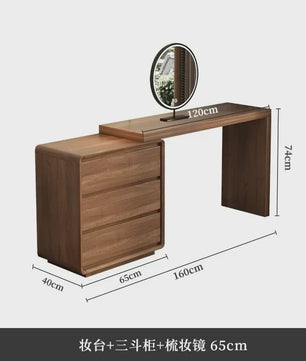 Moderne Houten Kaptafel met Spiegel en Ruime Opbergruimte