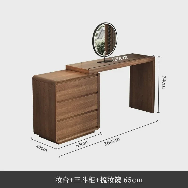 Moderne Houten Kaptafel met Spiegel en Ruime Opbergruimte