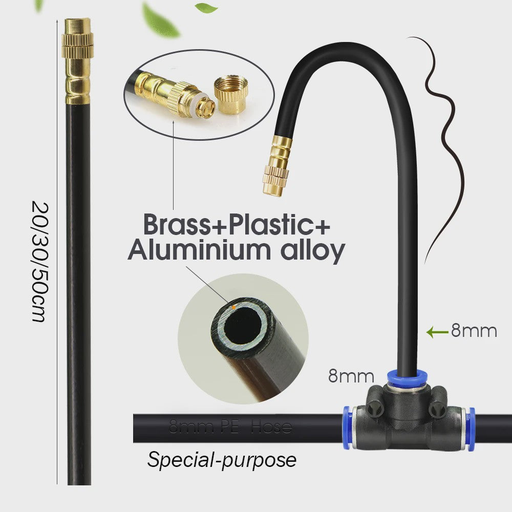 Verstelbare Nevelsproeier Kit met 8mm PE Slang en Zelfaanzuigende Pomp voor Tuin