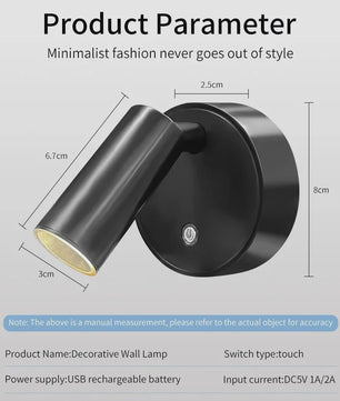 Draadloze LED Wandlamp met Magneet - Oplaadbaar via USB, Dimbare Leeslamp met Touch Switch