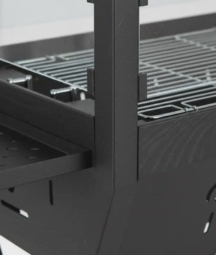 Stevige Zwarte Houtskool BBQ Grill met Windscherm en Kruidenrek - Perfect voor Tuinfeesten