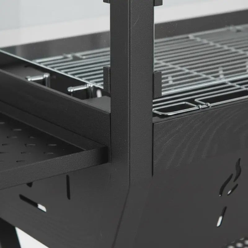 Stevige Zwarte Houtskool BBQ Grill met Windscherm en Kruidenrek - Perfect voor Tuinfeesten