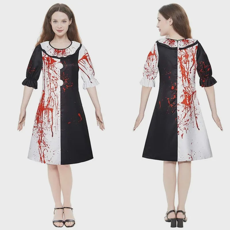 Bloedige Art the Clown Kostuum - Terrifier Killer Clown Jumpsuit voor Halloween & Carnavalsfeest