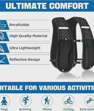 Hydratatie Vest voor Mannen & Vrouwen - Lichtgewicht Ademend Hardloop & Wandelrugzak