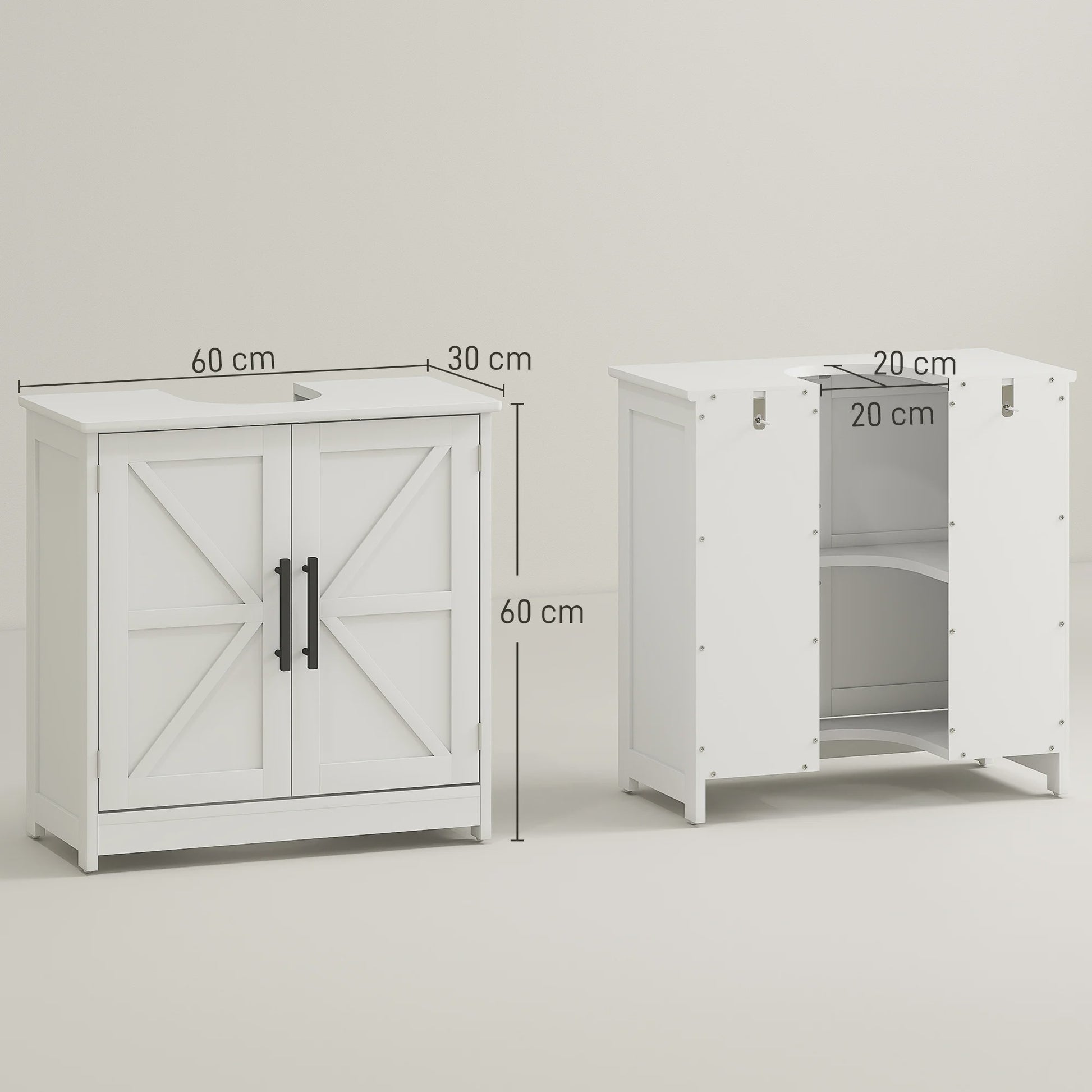 Badmeubel met Barn Deuren en Verstelbare Planken - Wit