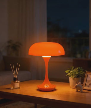 Moderne Oranje Mushroom Tafellamp met Touch Control - 3 Kleuren & Dimbaar