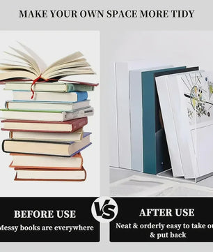 8x Stevige Doorzichtige Boekensteunen - Ideale Organizer voor Boeken, Films & CD's