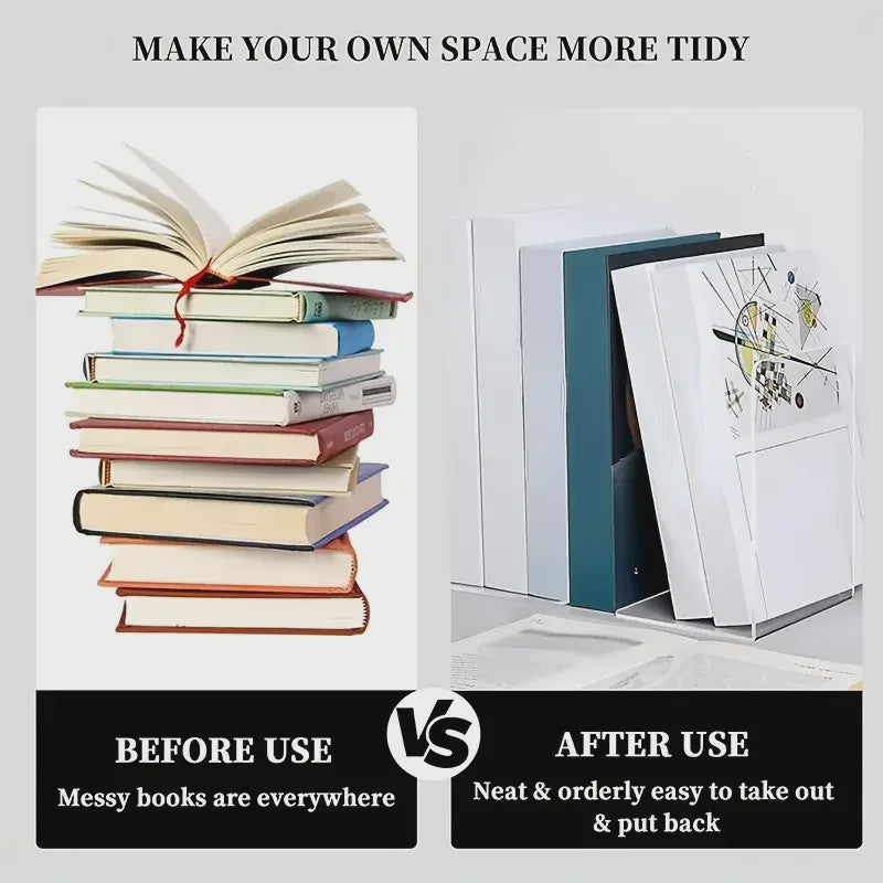 8x Stevige Doorzichtige Boekensteunen - Ideale Organizer voor Boeken, Films & CD's