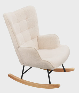 Comfortabele Schommelstoel met Teddy Stof - Zachte Lounge Chair voor Woonkamer & Slaapkamer