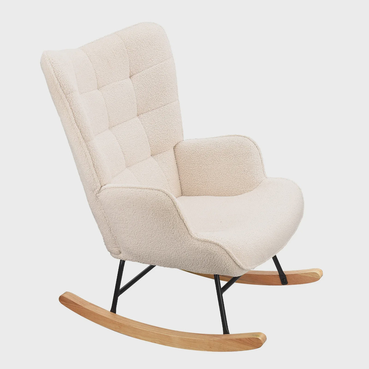 Comfortabele Schommelstoel met Teddy Stof - Zachte Lounge Chair voor Woonkamer & Slaapkamer