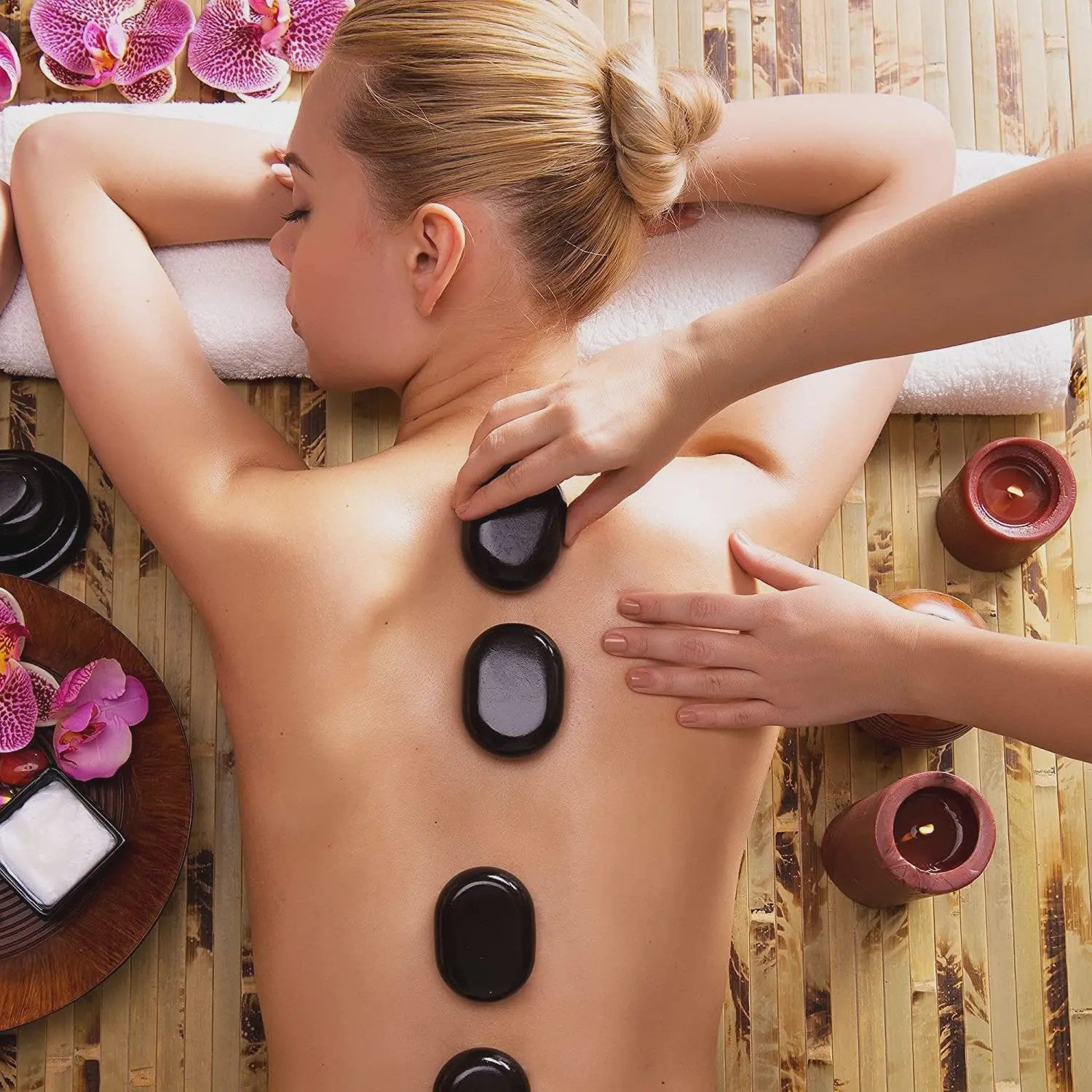 12 Pcs 4x6cm Spa hot Stone Beauty Stones Massage Lava Natural Stone Hot Relieve Stress RELAX jade massage set toe massage