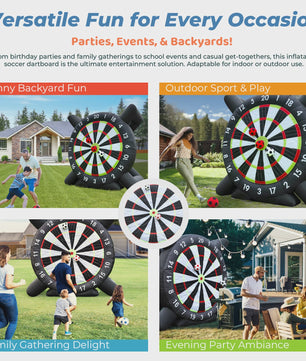 Gigantisch Opblaasbaar Voetbal Darts Bord - 3 Meter Hoog - Inclusief 8 Voetballen & Blower