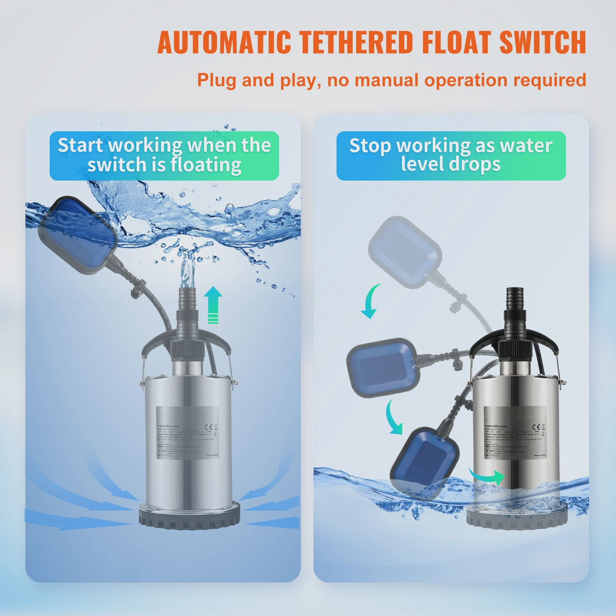 Dompelpomp 550W - 2200W: Krachtige Waterpomp voor Zwembaden, Kelders & Meer