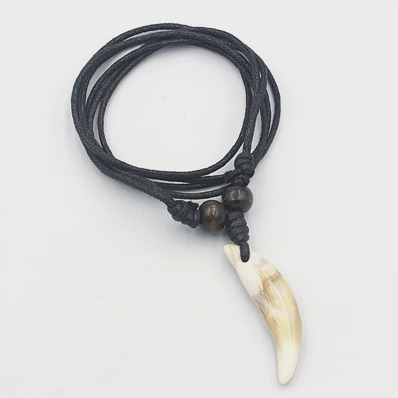 Tibetaanse Wolfstand Ketting - Imitatie Bot Amulet voor Heren & Dames