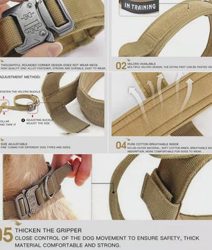 Sterke Tactische Hondenhalsband met Metalen Gesp - Nylon, Verstelbaar voor Training & Dagelijks Gebruik