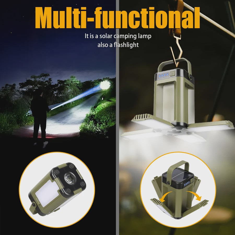Oplaadbare Camping Lantaarn 15W LED Zaklamp met Magneet & Verstelbare Lampen
