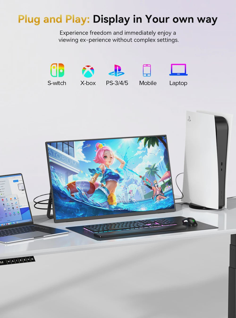 Uperfect 21.4" Draagbare Monitor - 1080P FHD, 100Hz, IPS Scherm, Ideaal voor Gaming & Laptops