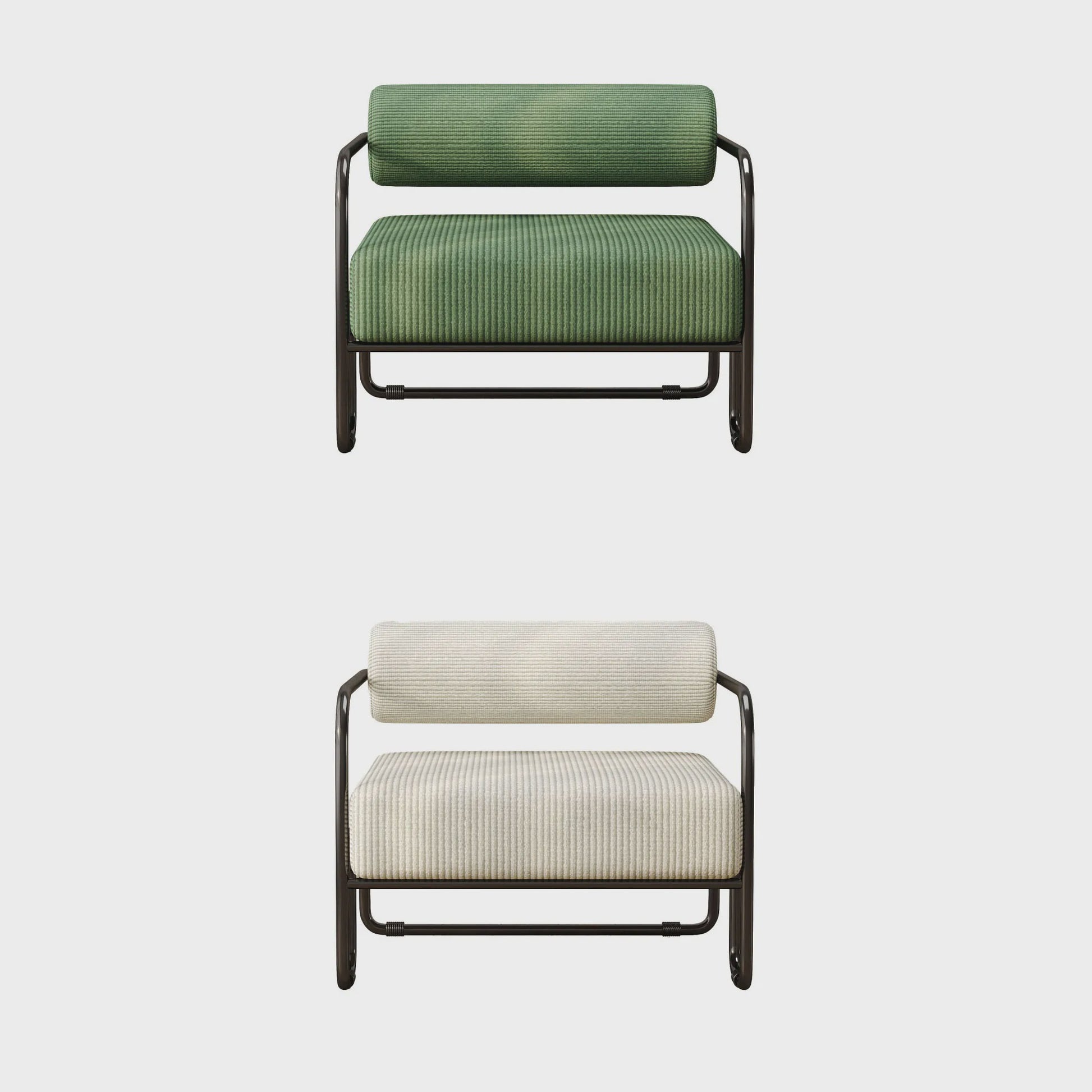 Moderne Corduroy Accent Chair met Zwart Metalen Frame - Stijlvolle Fauteuil voor de Woonkamer