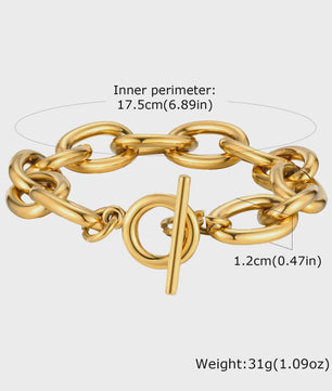 Gouden Chunky Schakelarmband met OT Sluiting - Roestvrij Staal, Aanslagvrij