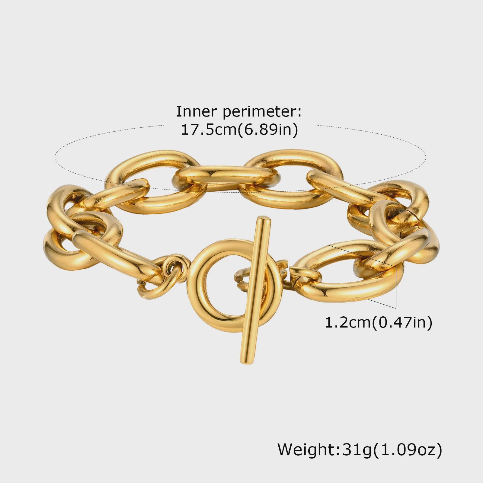 Gouden Chunky Schakelarmband met OT Sluiting - Roestvrij Staal, Aanslagvrij