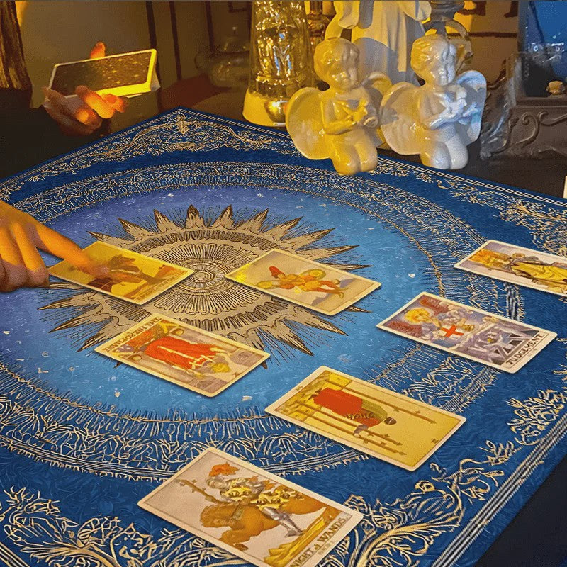 Barokke Gouden Zon Mandala Tarotkleed - Art Nouveau Design voor Rituelen & Decoratie