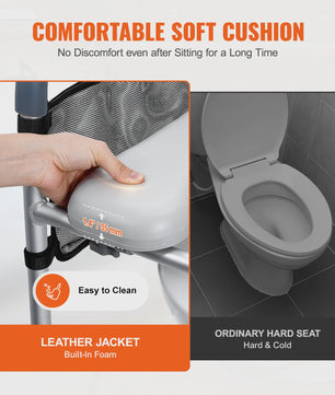 Verhoogd Toilet Zitting met 7-Positie Hoogteverstelling, Comfortabele Handgrepen en Aluminium Frame - Max 158 kg