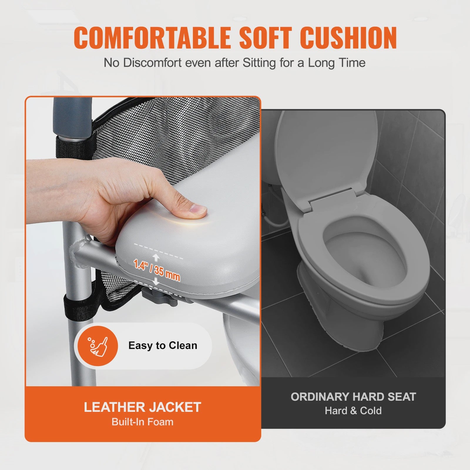 Verhoogd Toilet Zitting met 7-Positie Hoogteverstelling, Comfortabele Handgrepen en Aluminium Frame - Max 158 kg