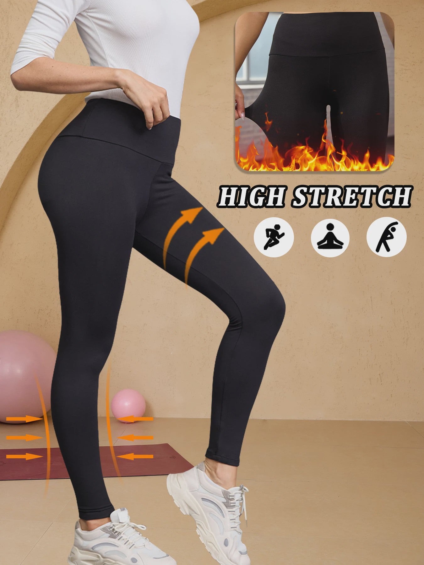 Dames Thermische Fleece Leggings met Hoge Taille - Warm & Zacht voor Yoga en Workout