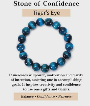 Minimalistische Blauwe Tijgeroog Kralen Armband - Natuursteen