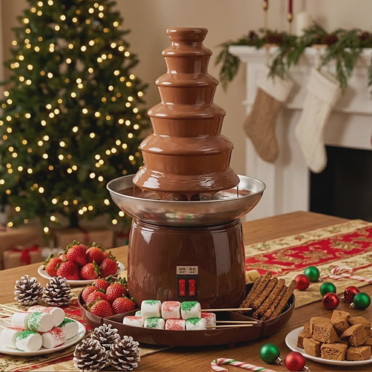 6-Laags Chocoladefontein met Fruitplateau - Perfect voor Feestjes en Thuisgebruik