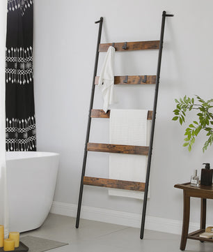 Stijlvolle Handdoekladder met 5 Niveaus en 4 Haken - Decoratief en Praktisch