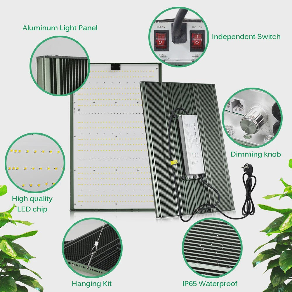 300W Full Spectrum LED Groeilamp met UV/Rood Licht - Dimbare Phytolamp voor Kassen