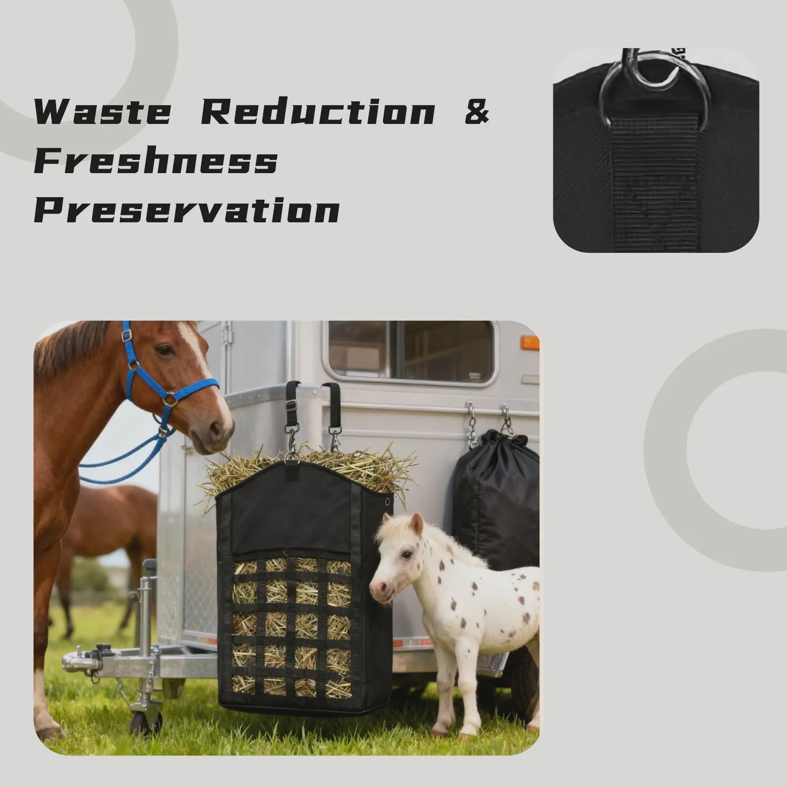 Duurzame Hooi Netten Tas voor Paarden, Geiten & Schapen - Grote Opening & Verstelbare Banden