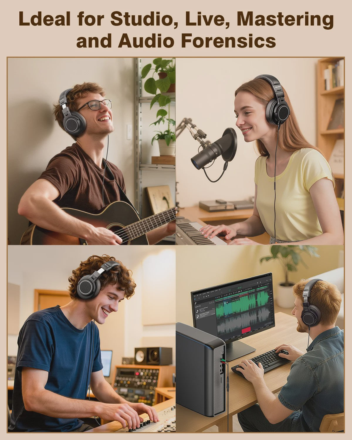 New Bee Studio DJ Koptelefoon met Microfoon - Over-Ear Hi-Res Monitor Headset