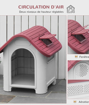 Pawhut Dubbele Hondenren/Hok - Buiten & Binnen - Metaal & Ventilatie - 59x75x66 cm - Rood
