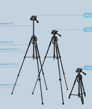 Professionele Aluminium Camera Statief 140cm - Verstelbaar & Draagbaar voor DSLR, Spiegelreflex en Smartphone