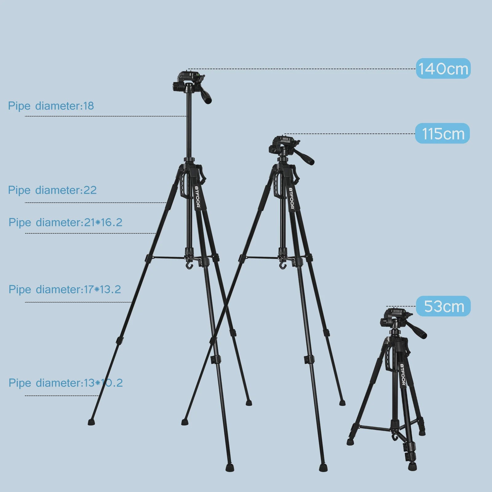 Professionele Aluminium Camera Statief 140cm - Verstelbaar & Draagbaar voor DSLR, Spiegelreflex en Smartphone