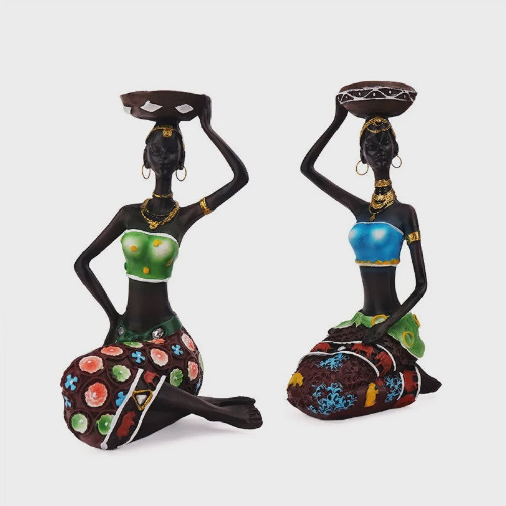 Afrikaanse Stijl Kandelaars - Decoratieve Figuren Set voor Huis & Interieur