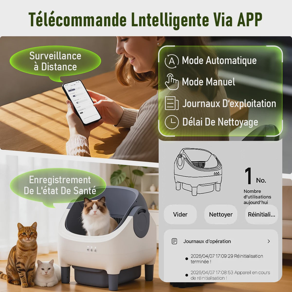 Automatische Zelfreinigende Kattenbak - Slimme APP-bediening & Geurcontrole