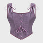 Vintage Gothic Corset Tanktop met Vetersluiting en Rits - Steampunk Waist Trainer