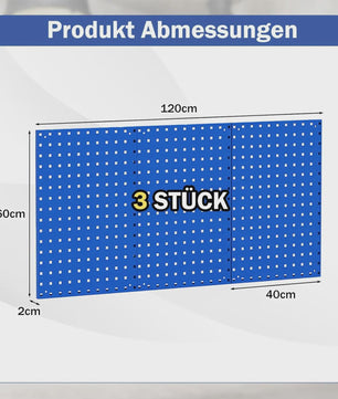 Blauwe Gereedschapswand met 3 Pegboards en 28 Delige Accessoireset - Geperforeerd Ophangsysteem