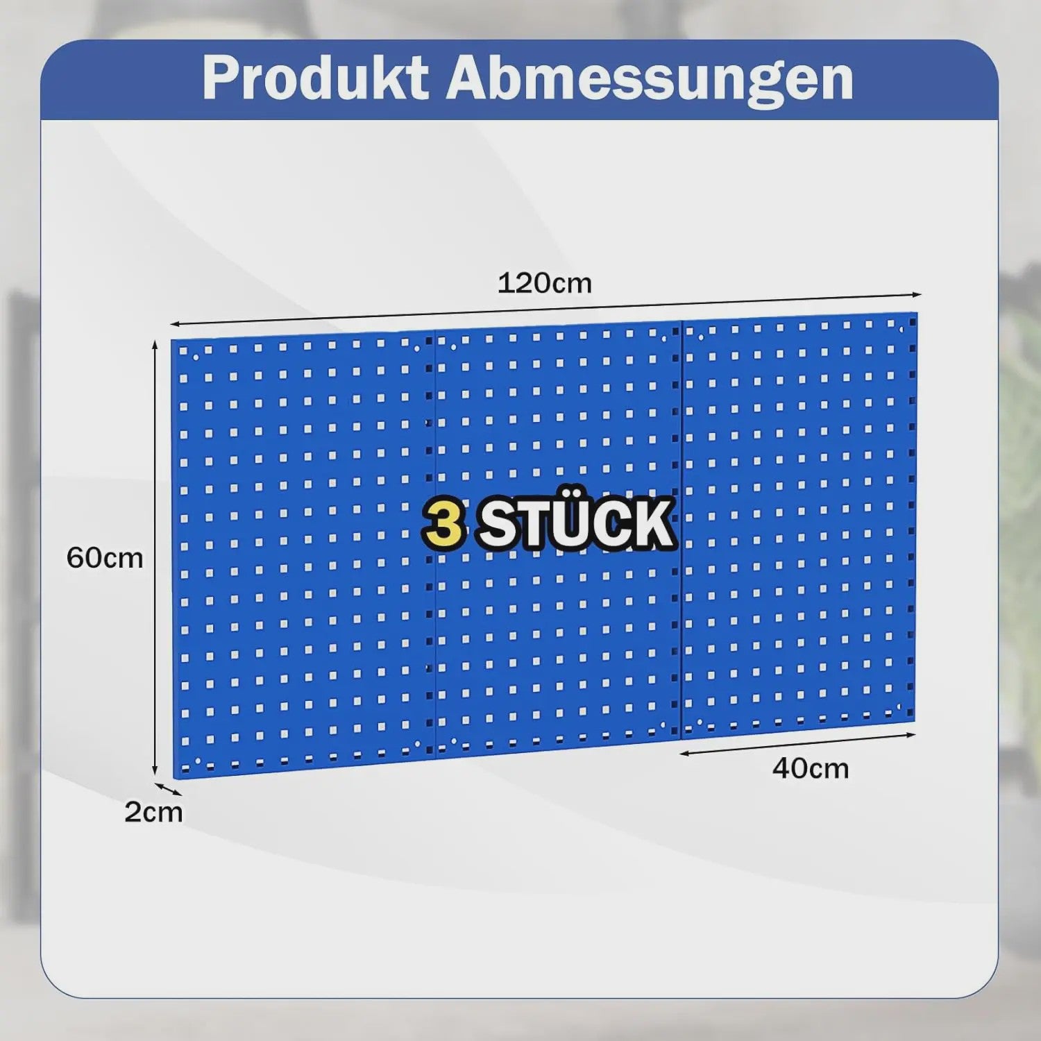 Blauwe Gereedschapswand met 3 Pegboards en 28 Delige Accessoireset - Geperforeerd Ophangsysteem