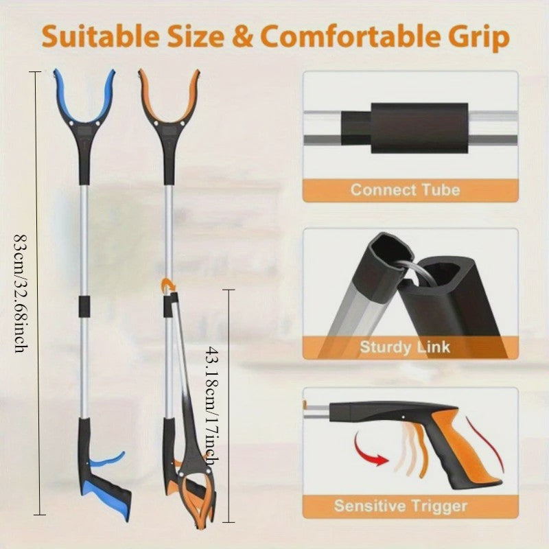 32-Inch Zware Kwaliteit Grijper met 360° Draaibare Klem - Lichtgewicht, Opvouwbaar, Ideaal voor Senioren & Buiten