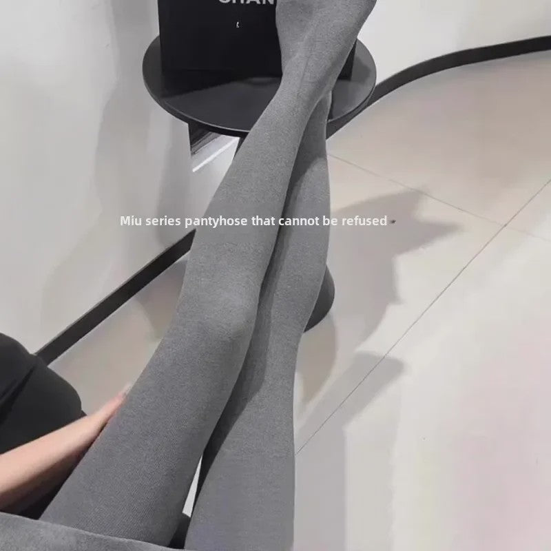 Dames Panty Hoge Taille Elastische Druk Tights - Autumn Gray - Body Shaping Leggings