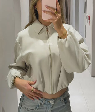 Dames Cropped Bomberjack - Lichtgewicht Demi-Season Jas met Rits