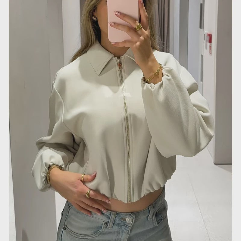 Dames Cropped Bomberjack - Lichtgewicht Demi-Season Jas met Rits
