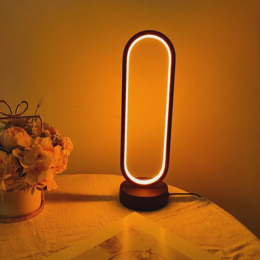 Moderne Ring Lamp voor Slaapkamer & Woonkamer - Drie Kleuren & Dimbaar LED Nachtlampje