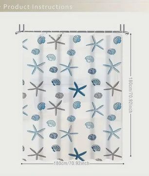 Waterdicht Douchegordijn PEVA met Zee Print - Badkamer Decoratie