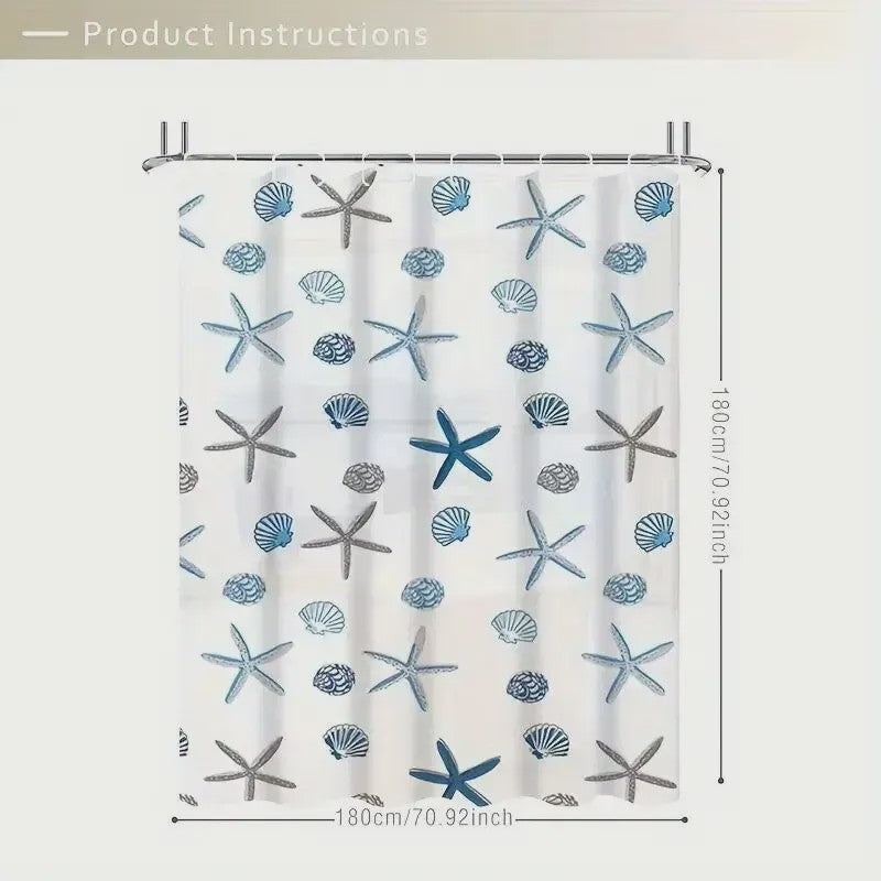Waterdicht Douchegordijn PEVA met Zee Print - Badkamer Decoratie